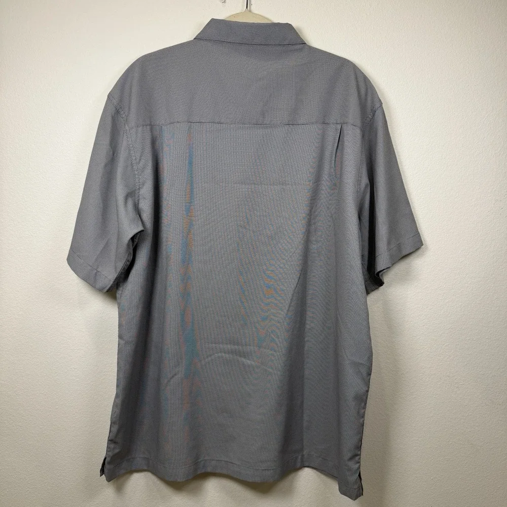 Haggar Mens Gray Button Up Shirt Mend L Collared Short Sleeve Dress - Picture 14 of 16